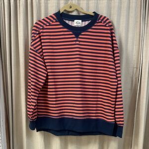 Very J - Striped Crewneck Sweater in Navy and Coral